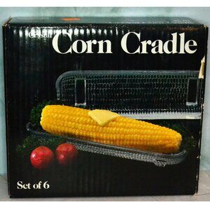 Set Of 6 Cyrstal Corn Holders Original Box Dining Serveware